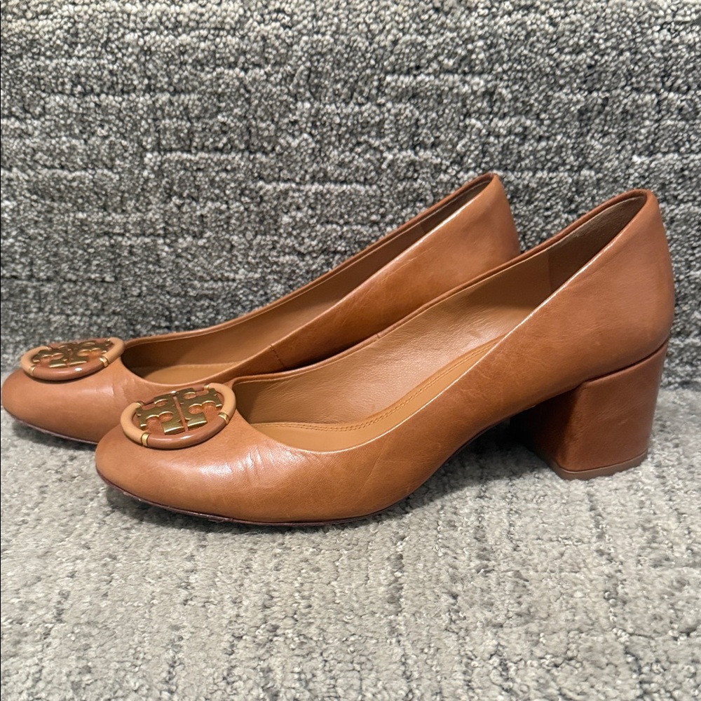 Tory Burch Tan Block Heel Pumps